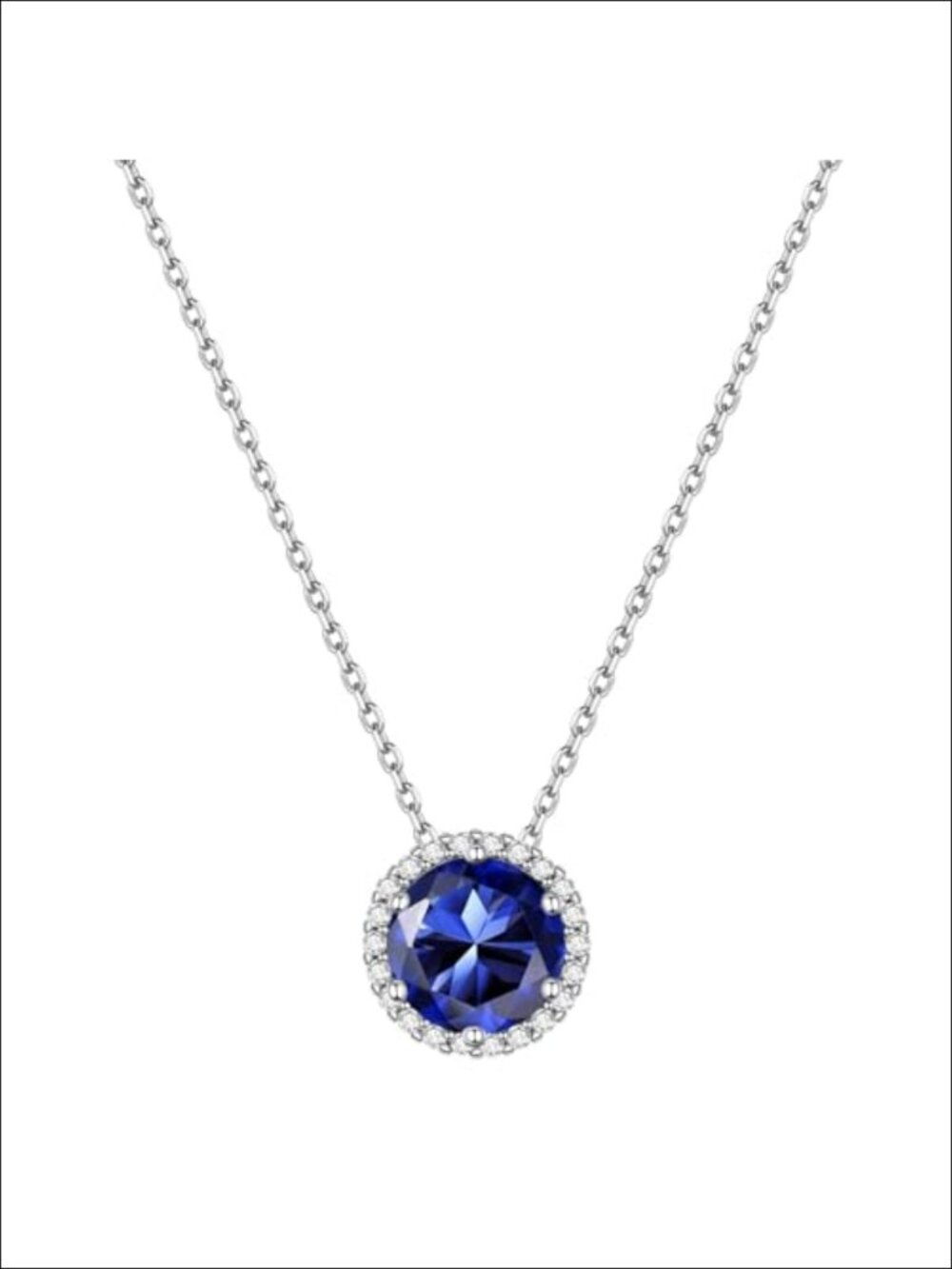 ChicSilver 925 Sterling Silver Birthstone Necklace CZ Halo Pendant Dainty